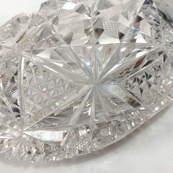 Cut Lead Crystal Glass Candy Nuts Snacks Dish American Brilliant Curved Edge - Picture 8 of 10